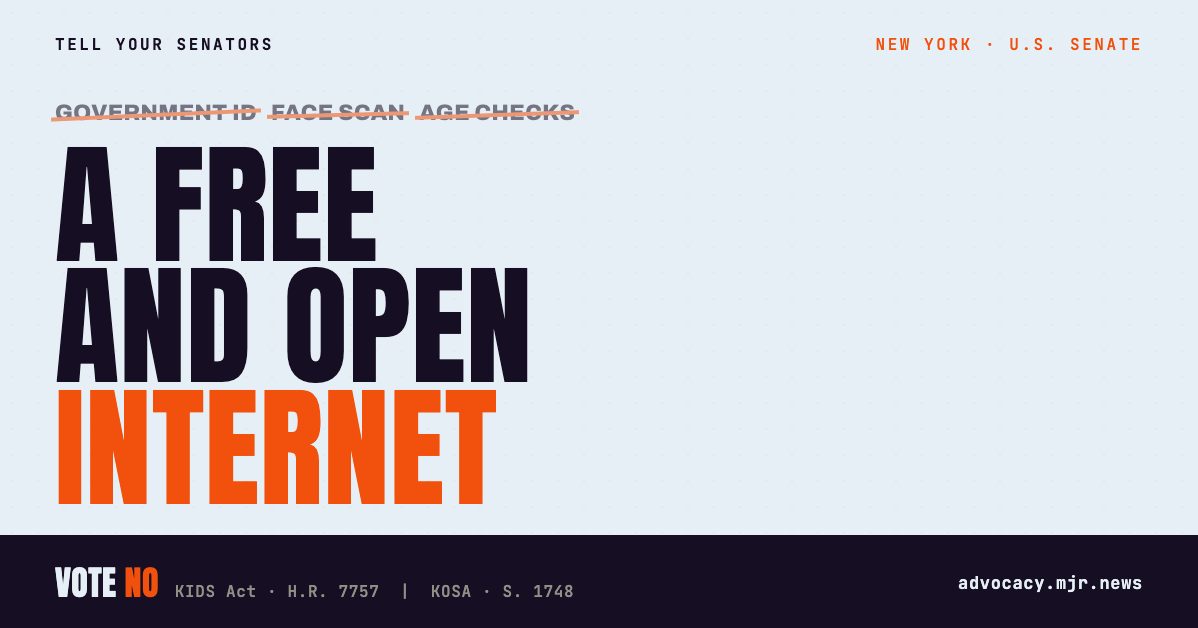 A free and open internet &mdash; tell your senators to vote no on the KIDS Act (H.R. 7757) and KOSA (S. 1748)
